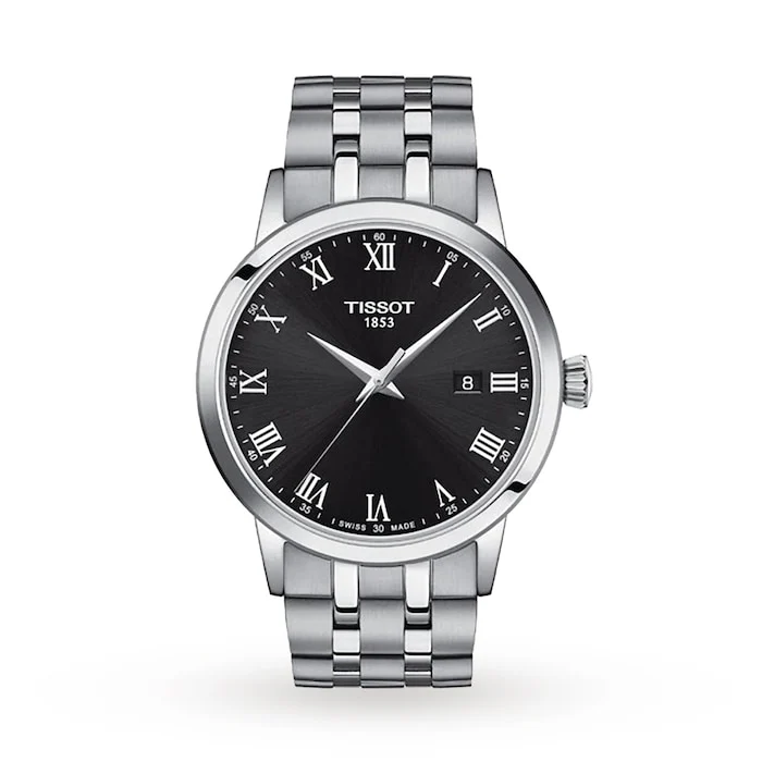 Tissot Quartz 42mm Men’s Watch with Black Material Dial, Stainless Steel Case & Bracelet, 50m Water Resistant / T1294101105300