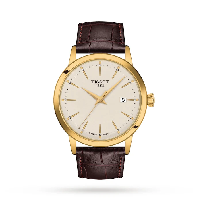 Tissot Quartz 42mm Men’s Watch with Ivory Material Dial, Stainless Steel Case, 50m Water Resistant / T1294103626100