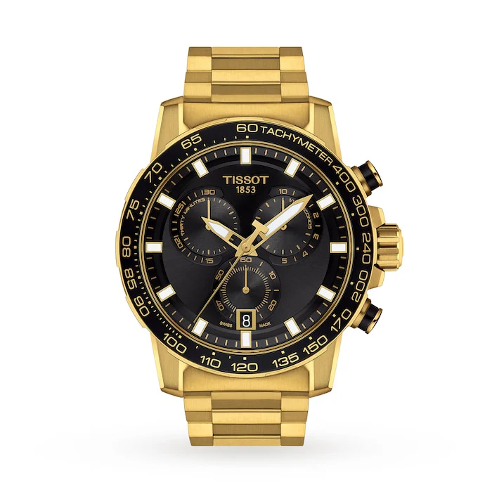 Tissot Sport Quartz 45mm Men’s Watch with Black Material Dial, Stainless Steel Case & Bracelet, 100m Water Resistant / T1256173305101