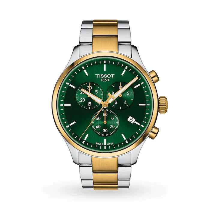 Tissot Sport Quartz 45mm Men’s Watch with Green Material Dial, Stainless Steel Case & Bracelet, 100m Water Resistant / T1166172209100