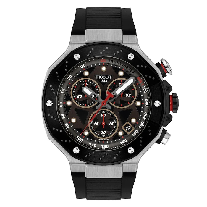 Tissot Sport Quartz 45mm Men’s Watch with Grey Material Dial, Stainless Steel Case, 100m Water Resistant / T1414172708100