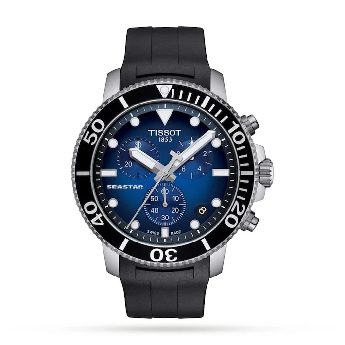 Tissot Sport Quartz 50mm Men’s Watch with Blue Material Dial, Stainless Steel Case, 300m Water Resistant / T1204171704100