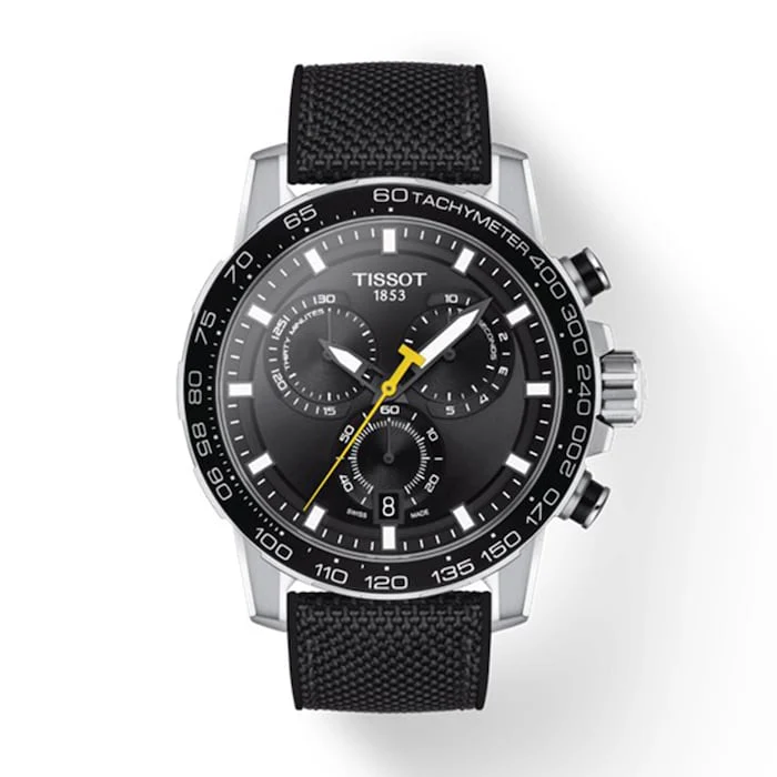 Tissot Sport Quartz Men’s Watch with Black Material Dial, Stainless Steel Case, 100m Water Resistant / T1256171705102