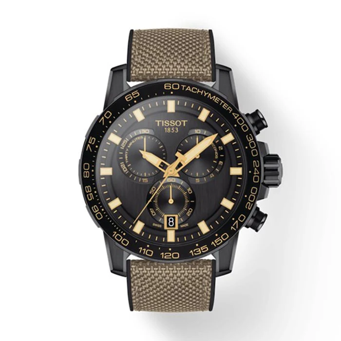 Tissot Sport Quartz Men’s Watch with Black Material Dial, Stainless Steel Case, 100m Water Resistant / T1256173705101