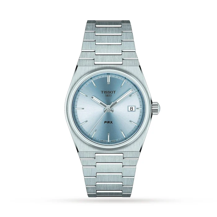 Tissot T-Classic PRX 35mm Unisex Watch Light Blue Luxury Watch Swiss Made High Precision Movement T1372101135100