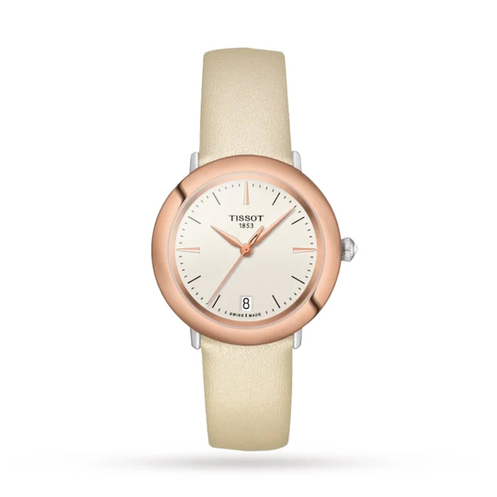 Tissot T-Gold Glendora 18K Gold 33mm Ladies Watch Cream Luxury Watch Swiss Made High Precision Movement T9292104626100