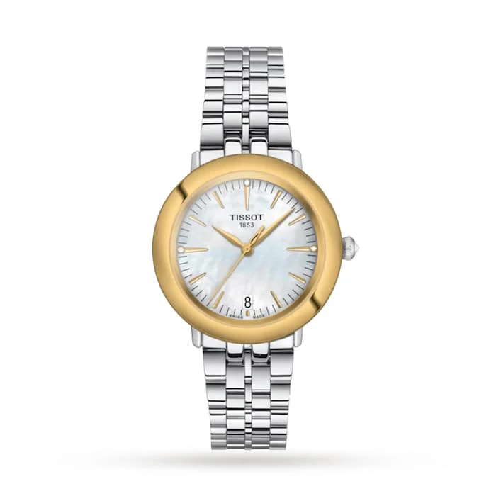 Tissot T-Gold Glendora 18K Gold 33mm Ladies Watch Mother Of Pearl Luxury Watch Swiss Made T9292104111601