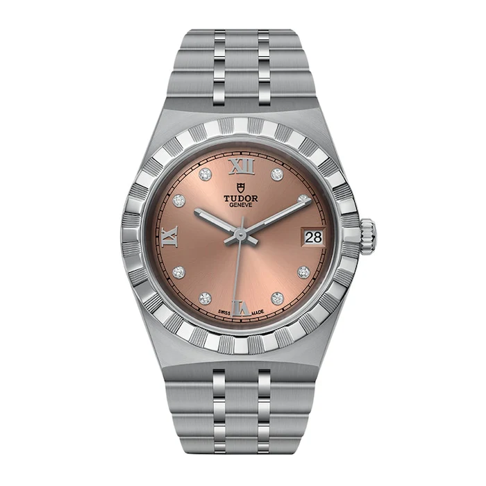 Tudor Royal 34mm Steel Case Diamond-Set Salmon Dial Luxury Watch Luxury Watch Swiss Made M28400-0011