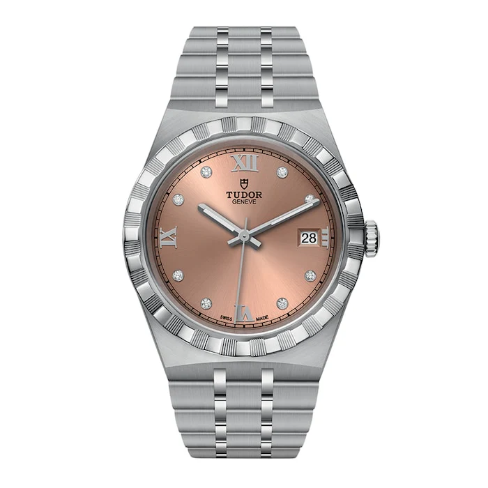 Tudor Royal 38mm Steel Case Diamond-Set Salmon Dial Luxury Watch Luxury Watch Swiss Made M28500-0009