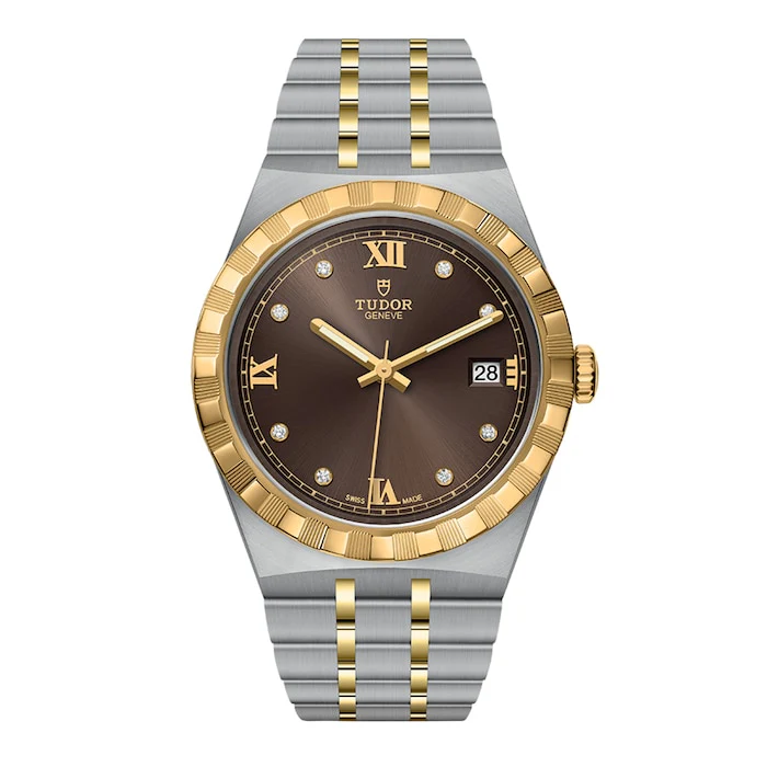 Tudor Royal S&G 38mm Steel Case Diamond-Set Chocolate Dial Luxury Watch Luxury Watch Swiss Made M28503-0008