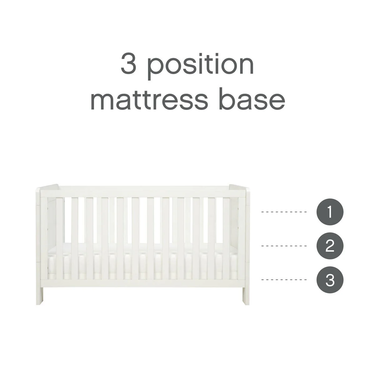 Tutti Bambini Alba Mini Cot Bed with Sprung Mattress, White - Image 6