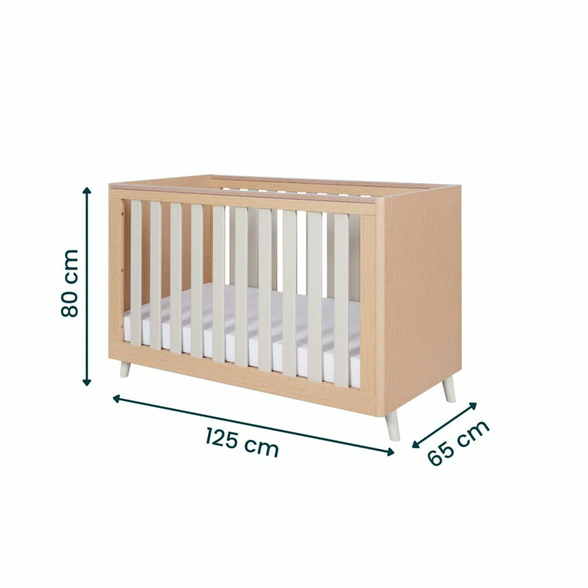 Tutti Bambini Fika Mini Cot Bed with Sprung Mattress, Sand - Image 2