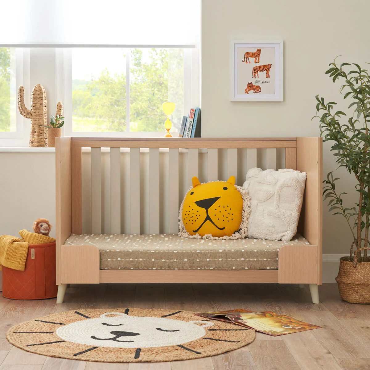 Tutti Bambini Fika Mini Cot Bed with Sprung Mattress, Sand - Image 4