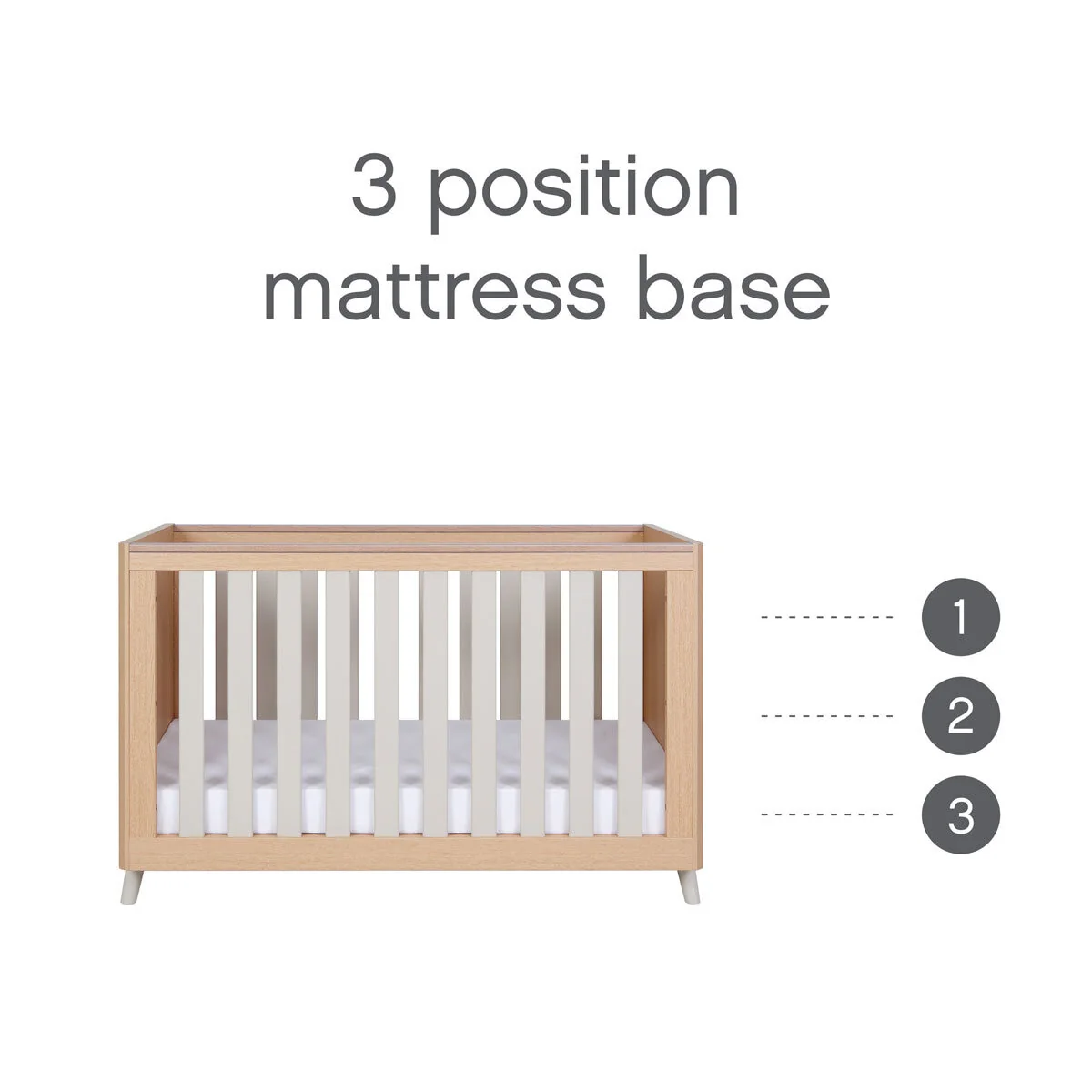 Tutti Bambini Fika Mini Cot Bed with Sprung Mattress, Sand - Image 6
