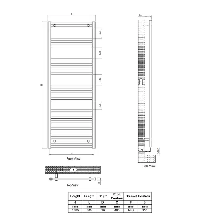 Ultraheat Eco Rail Radiator 500 x 1585 x 30 mm - Image 5