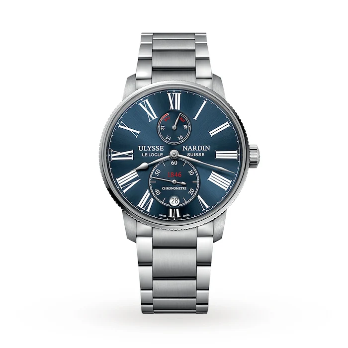 Ulysse Nardin Automatic 42mm Men’s Watch with Blue Material Dial, Stainless Steel Case & Bracelet, 50m Water Resistant / 1183-310-7M/43