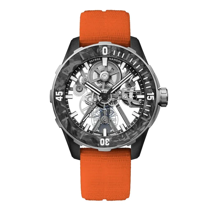 Ulysse Nardin Automatic 44mm Men’s Watch with Skeleton Material Dial, Titanium Case, 200m Water Resistant / 3743-170-2A/0A