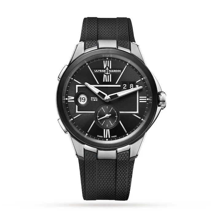 Ulysse Nardin Automatic Men’s Watch with Black Material Dial, Stainless Steel Case, 50m Water Resistant / 243-20-3/42