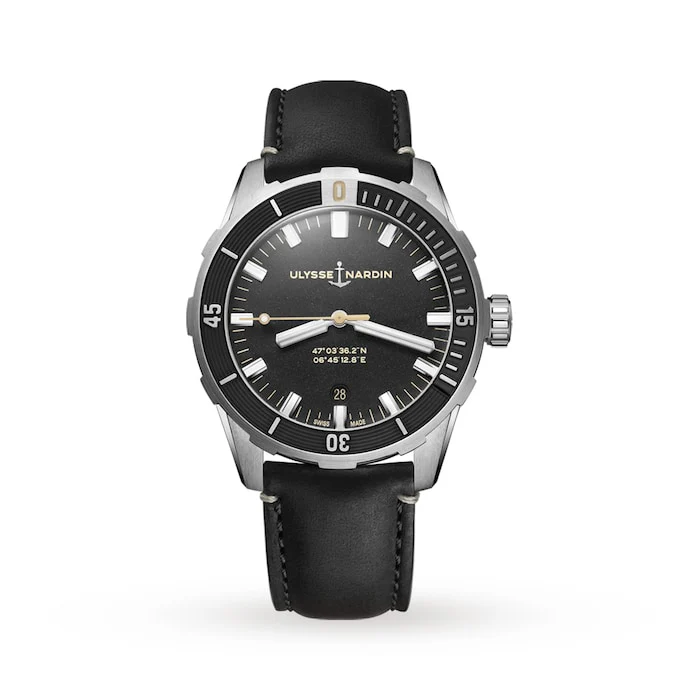 Ulysse Nardin Elegance Automatic 42mm Men’s Watch with Black Material Dial, Stainless Steel Case, 300m Water Resistant / 8163-175/92
