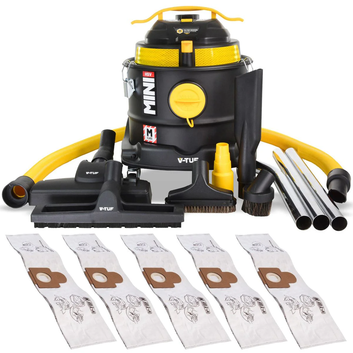 V-TUF MINIHSV110 M-Class Dust Extractor Vacuum Cleaner 110V with Dust Bag Pack of 5