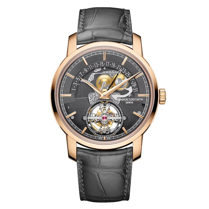 Vacheron Constantin Traditionnelle Tourbillon Retrograde Date Openface 41mm Pink Gold Luxury Watch 6010T/000R-B638