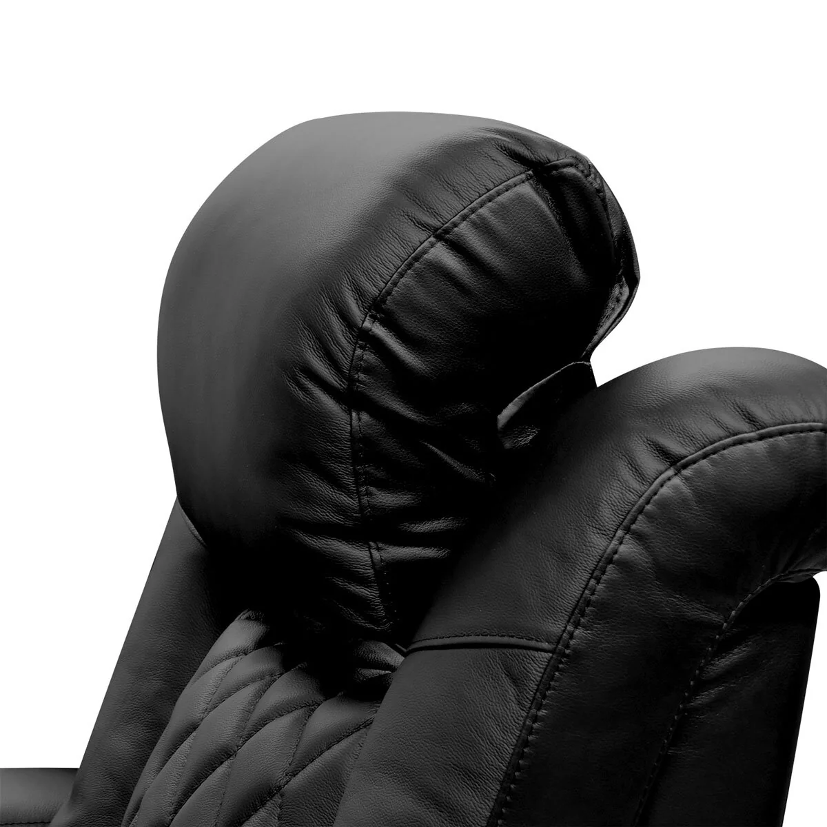 Valencia Tuscany Row of 4 Black Leather Power Reclining Home Theatre Seating with Sofa Centre - Image 5