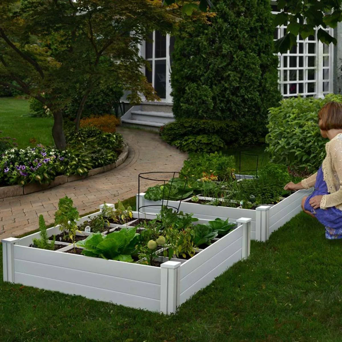 Vita 120 x 120 cm White Vinyl Garden Bed 2-Pack with GroGridVita 120 x 120 cm - Image 2