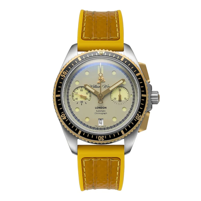 William Wood Watches Automatic 41mm Men’s Watch with Champagne Material Dial, Stainless Steel Case, 100m Water Resistant / WWTF01