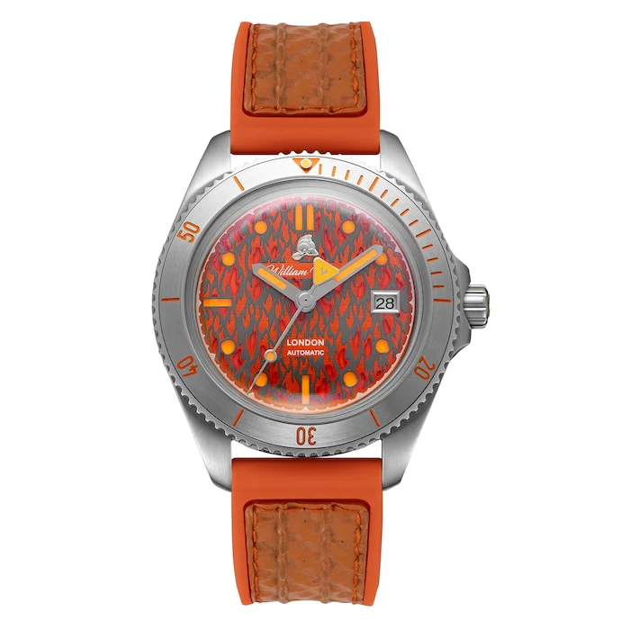 William Wood Watches Automatic 41mm Men’s Watch with Multicoloured Material Dial, Stainless Steel Case, 100m Water Resistant / WWFW01