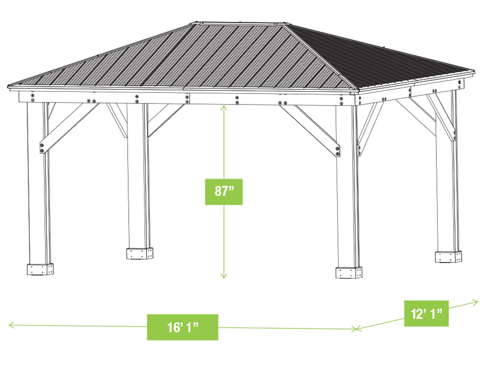 Yardistry Meridian Gazebo 12ft x 16ft (3.66m x 4.88m) - Image 9