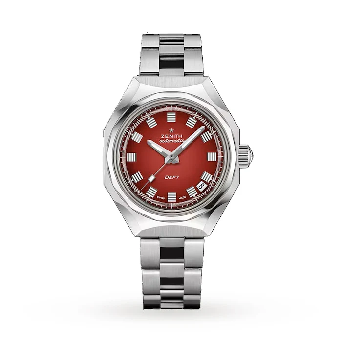 Zenith Automatic 36mm Men’s Watch with Red Material Dial, Stainless Steel Case & Bracelet, 300m Water Resistant / 03.A3642.670/3691.M3642
