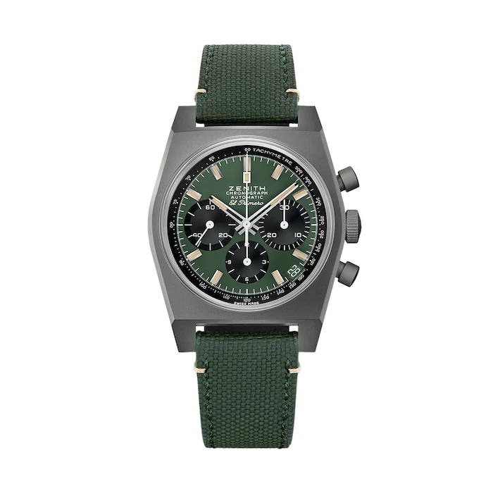 Zenith Automatic 37mm Men’s Watch with Green Material Dial, Titanium Case, 50m Water Resistant / 97.T384.400/57.C856