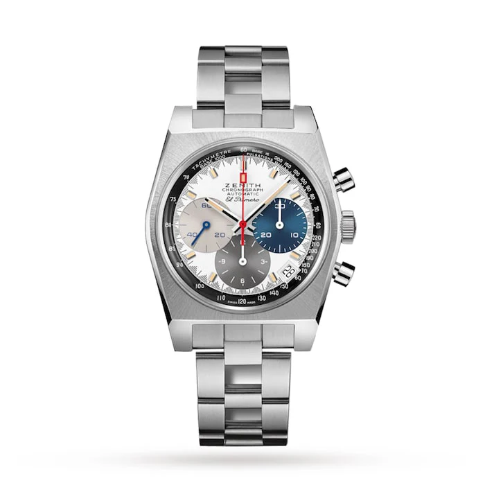 Zenith Automatic 37mm Men’s Watch with White Material Dial, Stainless Steel Case & Bracelet, 50m Water Resistant / 03.A384.400/3817.M3817