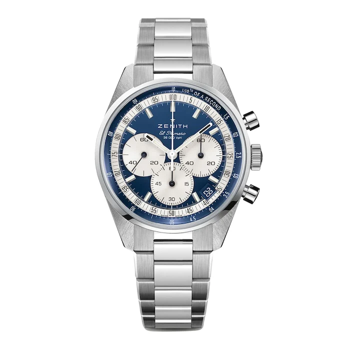 Zenith Automatic 38mm Men’s Watch with Blue Material Dial, Stainless Steel Case & Bracelet, 50m Water Resistant / 03.3200.3600/51.M3200