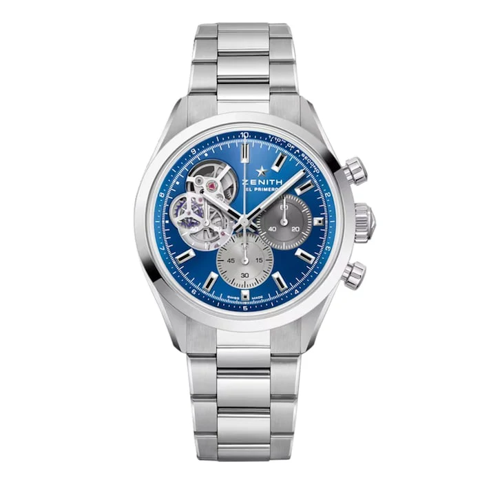 Zenith Automatic Men’s Watch with Blue Material Dial, Stainless Steel Case & Bracelet, 100m Water Resistant / 03.3300.3604/51.M3300