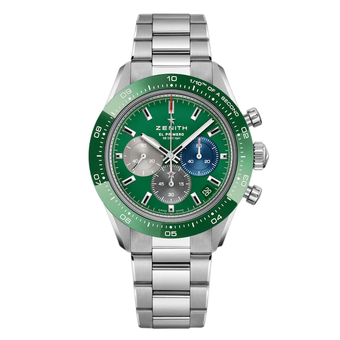 Zenith Sport Automatic 41mm Men’s Watch with Green Material Dial, Stainless Steel Case & Bracelet, 100m Water Resistant / 03.3119.3600/56.M3100